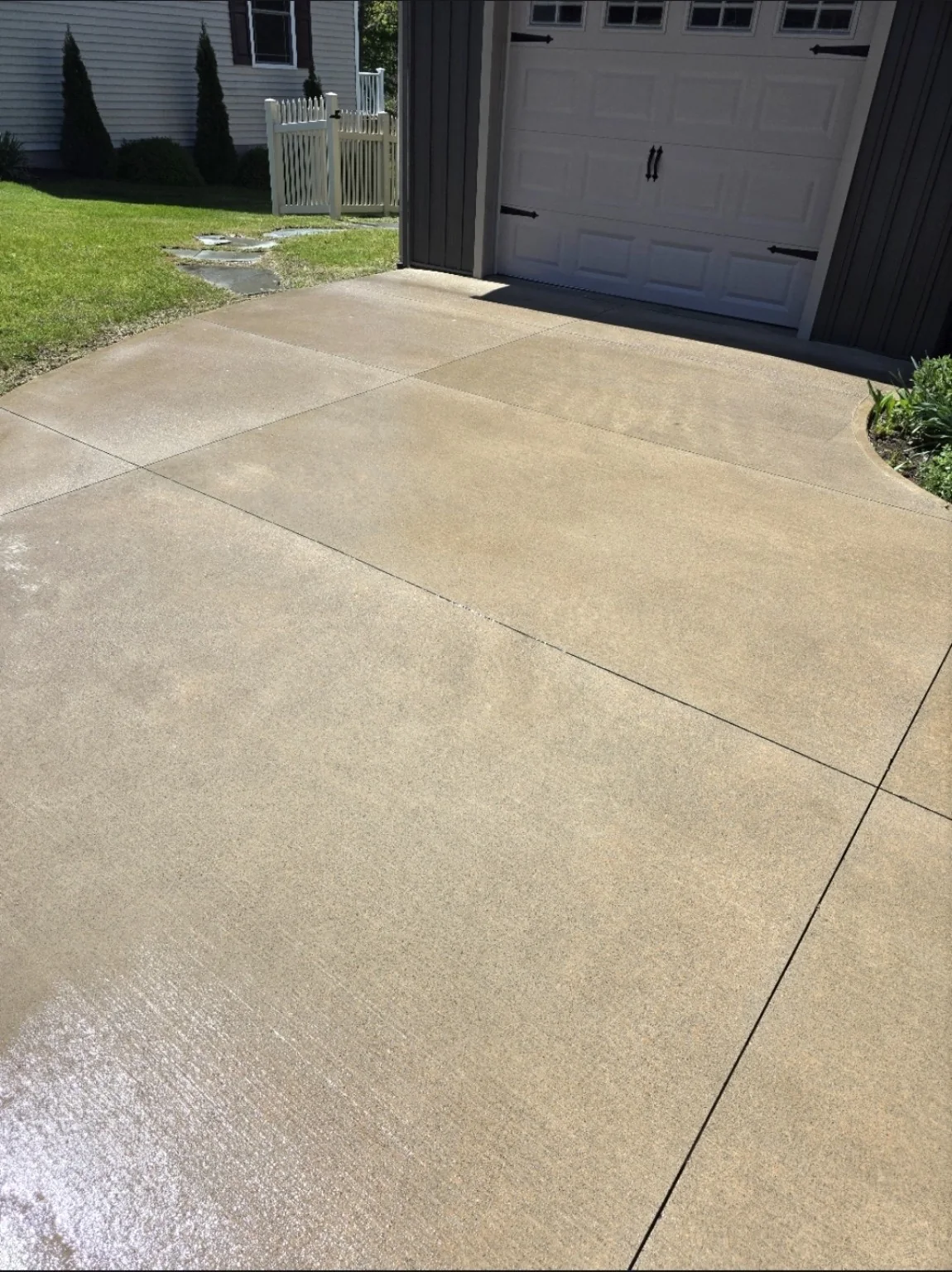 Close view of concrete after professional cleaning