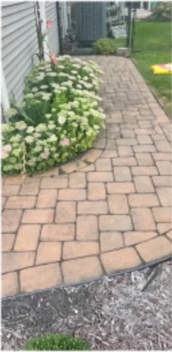 Garden paver walkway before cleaning by NextGen Power Wash