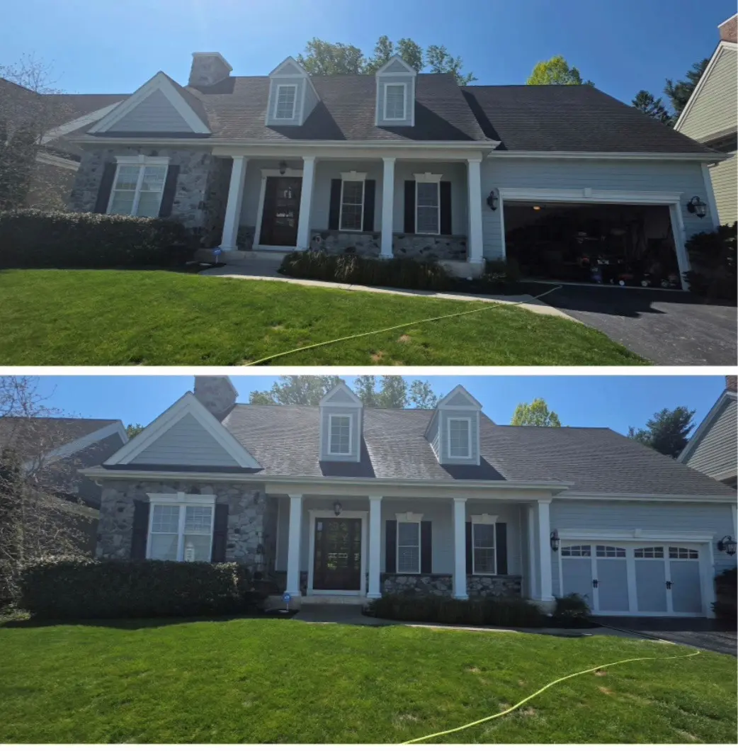 Before and after house washing in Lewisburg PA by NextGen Power Wash