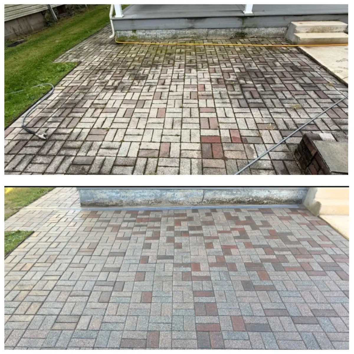 Before and after paver patio restoration in Selinsgrove PA by NextGen Power Wash